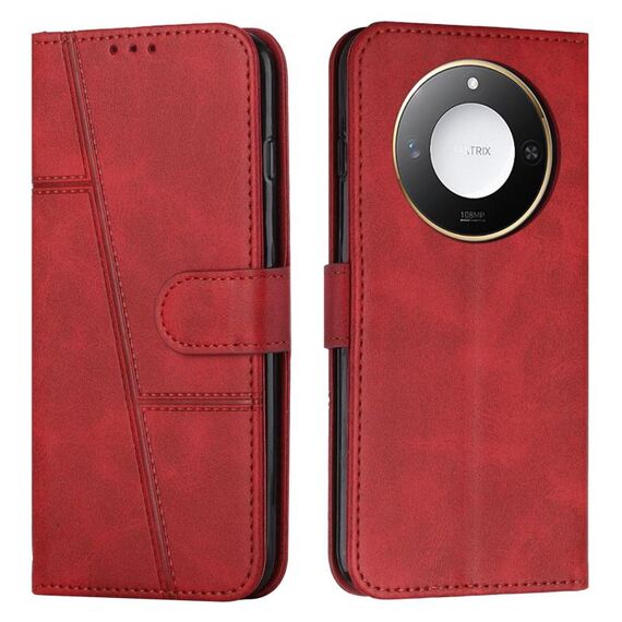 Per Honor X60 / X9c Custodia per telefono in pelle con fibbia con texture di vitello con cuciture intelligenti (rosso)