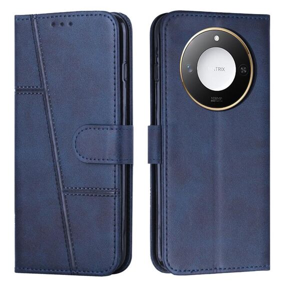 Per Honor X60 / X9c Custodia per telefono in pelle con fibbia con texture di vitello con cuciture intelligenti (blu)