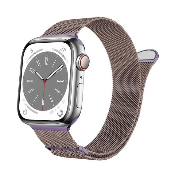 Per Apple Watch 42mm / 41mm / 40mm / 38mm Kalebol Semi-round Tail Milan Cinturino in acciaio inossidabile (rosa viola)
