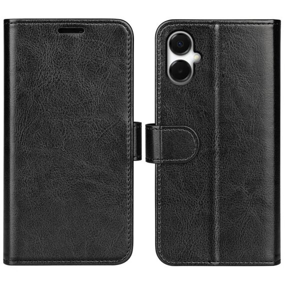 Custodia per telefono in pelle con flip orizzontale R64 per Samsung Galaxy A06 5G (nera)