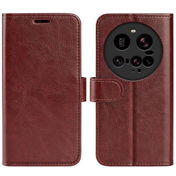 Custodia in pelle con flip orizzontale per Xiaomi 15 Ultra R64 (marrone)