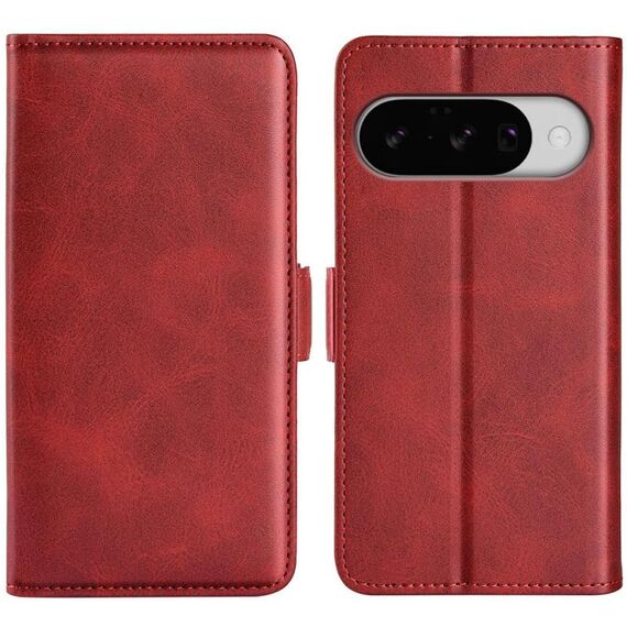 Custodia in pelle con chiusura magnetica orizzontale a doppio lato per Google Pixel 10/10 Pro (rossa)