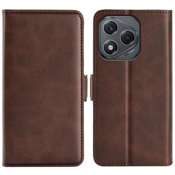 Custodia in pelle con chiusura magnetica orizzontale a doppio lato per Honor 400 Lite (marrone)