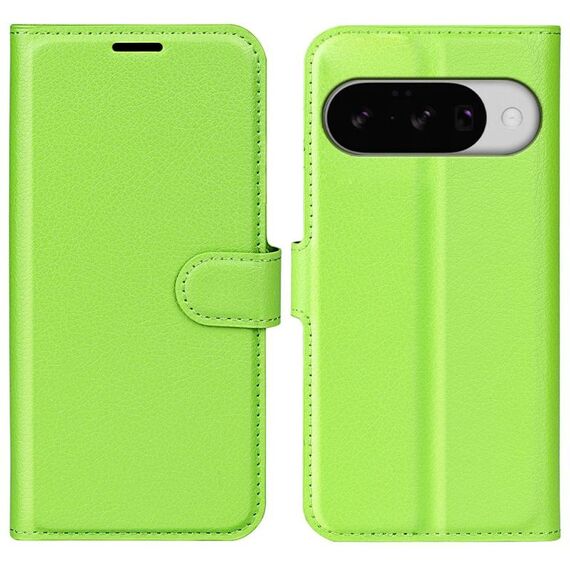Custodia per telefono con flip orizzontale in pelle con texture litchi per Google Pixel 10/10 Pro e supporto (verde)