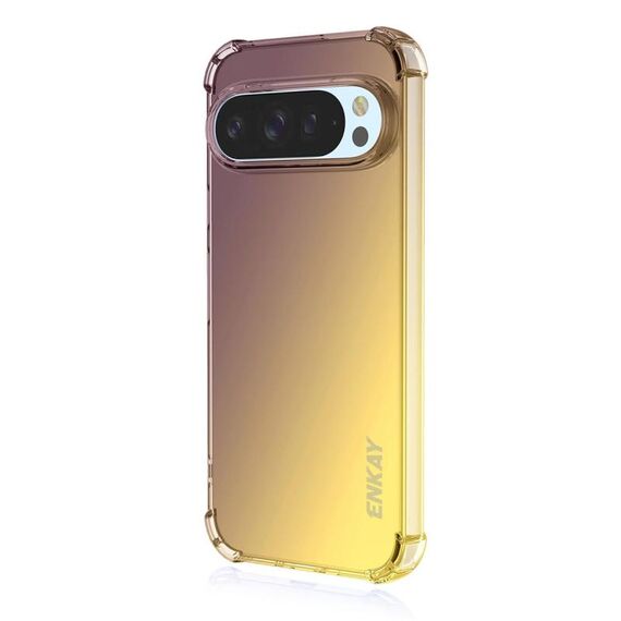 Per Google Pixel 9 / 9 Pro ENKAY Hat-Prince Gradient Airbag TPU Custodia per telefono (oro viola)