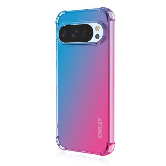 Per Google Pixel 9 Pro XL ENKAY Hat-Prince Gradient Airbag TPU Custodia per telefono (blu rosa)
