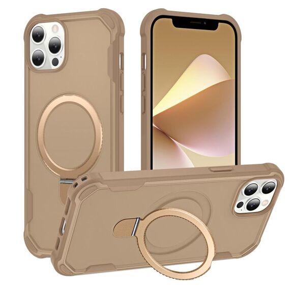 Per iPhone 12 Pro Max Yingcai Gears MagSafe Holder Custodia antiurto per telefono (marrone)