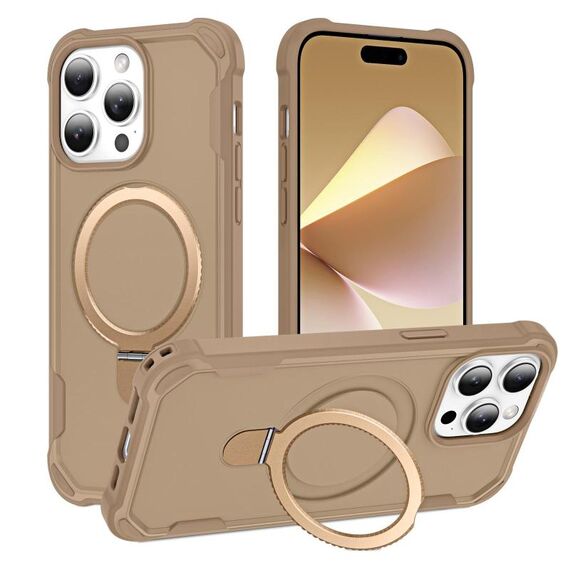 Per iPhone 15 Pro Yingcai Gears MagSafe Holder Custodia antiurto per telefono (marrone)