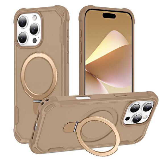 Per iPhone 16 Pro Yingcai Gears MagSafe Holder Custodia antiurto per telefono (marrone)