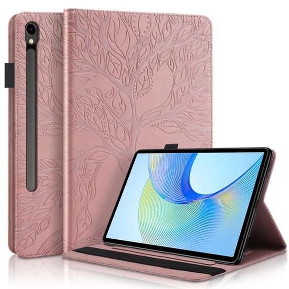 Per Samsung Galaxy Tab S10 FE+ Life Tree Series Custodia in pelle con flip orizzontale per tablet (oro rosa)