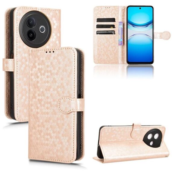 Per vivo Y39 5G / Y300i Custodia in pelle con trama a nido d'ape (oro)