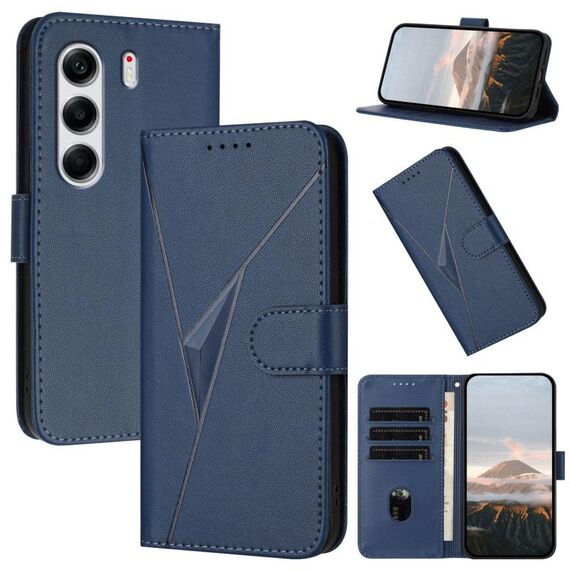 Per Tecno Camon 40 4G Custodia in pelle con fibbia a motivo triangolare (blu reale)
