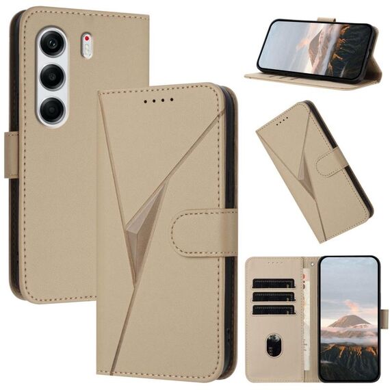 Per Tecno Camon 40 4G Custodia in pelle con fibbia a motivo triangolare (oro)