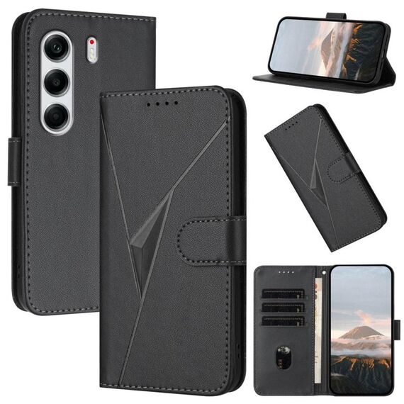 Per Tecno Camon 40 Pro 4G Custodia in pelle con fibbia a motivo triangolare (nero)