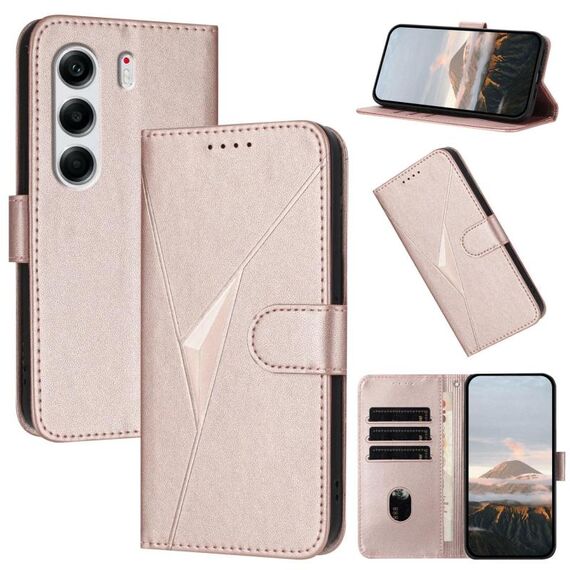 Per Tecno Camon 40 Pro 4G Custodia in pelle con fibbia a motivo triangolare (oro rosa)