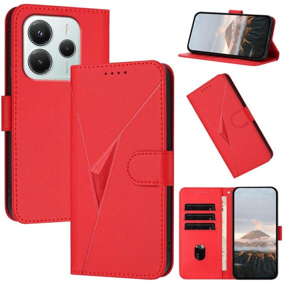 Custodia in pelle con fibbia a triangolo per Redmi Note 14 4G da 164,84 mm (rosso)