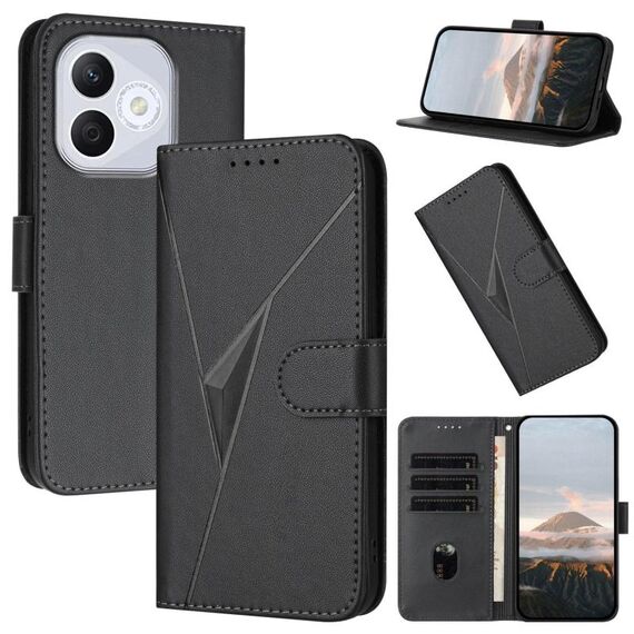 Custodia per telefono in pelle con fibbia a motivo triangolare per Honor 400 Lite (nero)