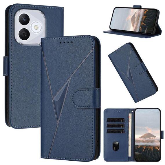Custodia in pelle con fibbia a motivo triangolare per Honor 400 Lite (blu reale)