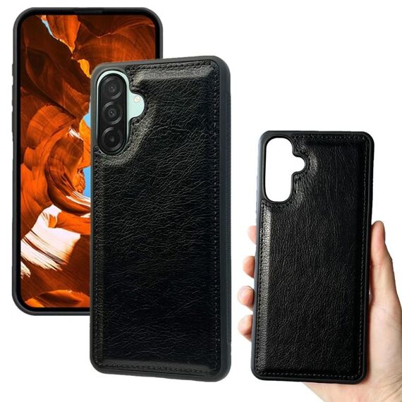 Per Samsung Galaxy A56 5G Custodia per telefono con texture in pelle di mucca e retro (nero)
