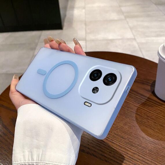Per vivo iQOO Z9 Turbo Fine Hole Ice Fog MagSafe PC Phone Case (blu trasparente)