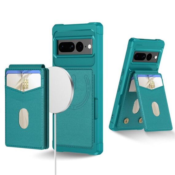 Per Google Pixel 7 Pro 2-in-1 RFID Wallet Magnetic MagSafe Custodia in pelle per telefono (verde)