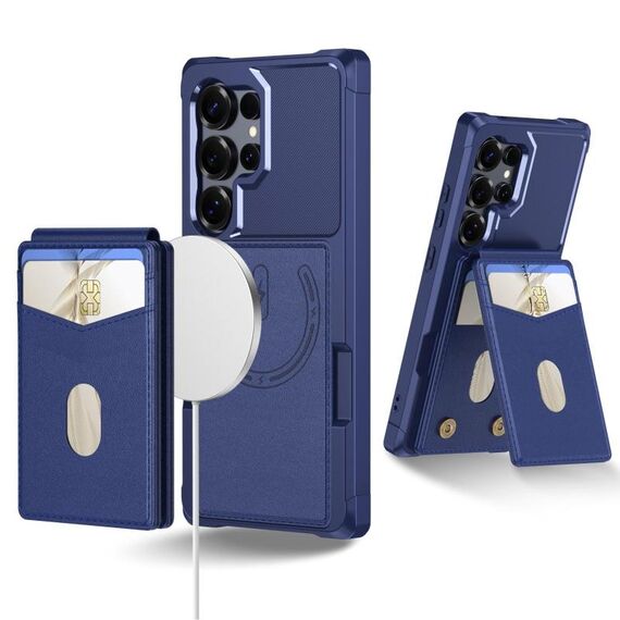 Per Samsung Galaxy S22 Ultra 5G 2-in-1 Custodia magnetica MagSafe in pelle con retro per telefono (blu)