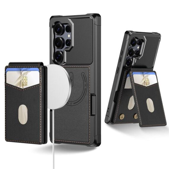 Per Samsung Galaxy S24 Ultra 5G 2-in-1 Custodia magnetica MagSafe in pelle con retro per telefono (nero)