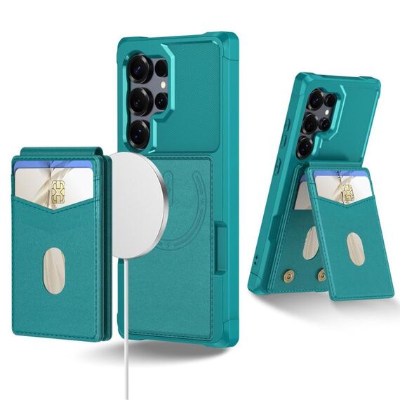 Per Samsung Galaxy S25 Ultra 5G 2-in-1 Custodia magnetica MagSafe in pelle con retro per telefono (verde)