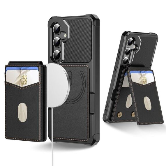 Per Samsung Galaxy S25+ 5G 2-in-1 Custodia magnetica MagSafe in pelle con retro per telefono (nero)