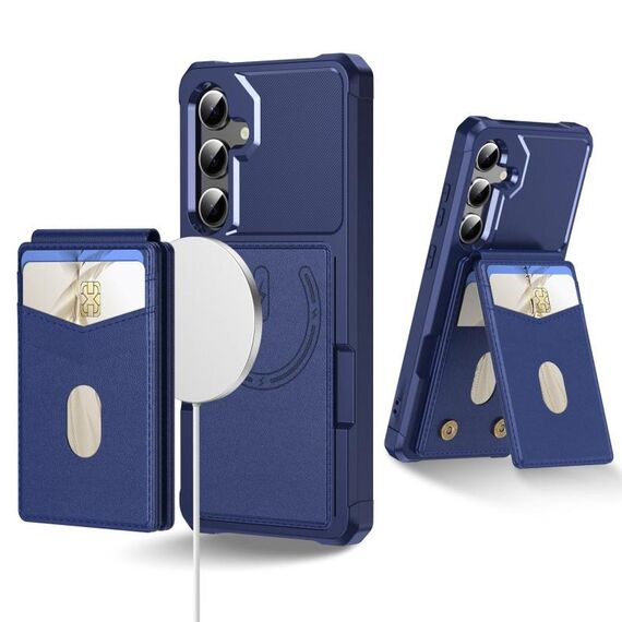 Per Samsung Galaxy S25+ 5G 2-in-1 Custodia magnetica MagSafe in pelle con retro per telefono (blu)