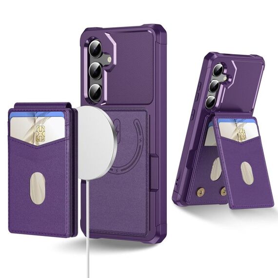 Per Samsung Galaxy S25+ 5G 2-in-1 Custodia magnetica MagSafe in pelle con retro per telefono (viola)