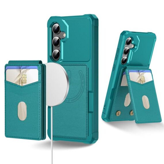 Per Samsung Galaxy S25+ 5G 2-in-1 Custodia magnetica con retro in pelle MagSafe (verde)