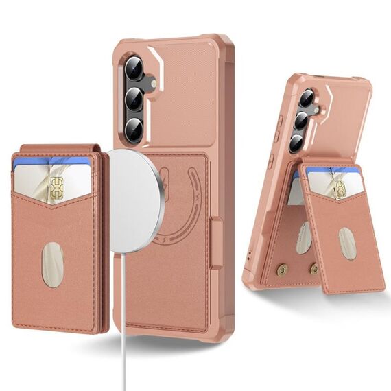 Per Samsung Galaxy S24 FE 5G 2-in-1 Custodia magnetica MagSafe in pelle con retro per telefono (rosa)