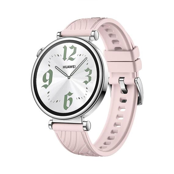 Cinturino con fibbia argentata in silicone testurizzato universale Kalebol da 18 mm (rosa)