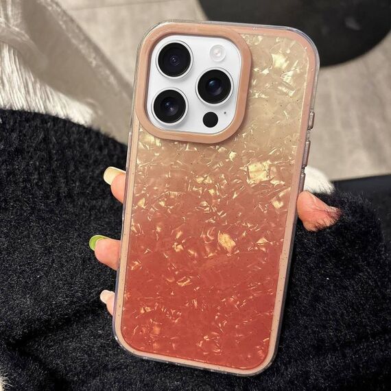 Per iPhone 16 Pro PC Lens Ring Gradient Shell Texture 3 in 1 Custodia per telefono (arancione)