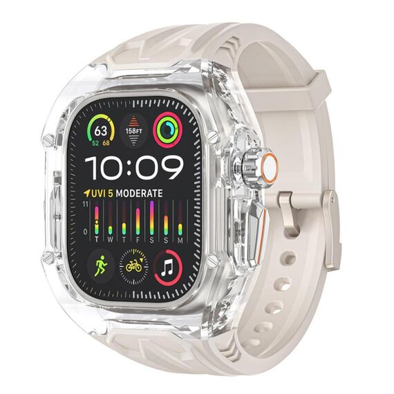 Per Apple Watch 42mm / 41mm / 40mm / 38mm Kalebol Glacier Cinturino in silicone trasparente integrato (Starlight Transparent)