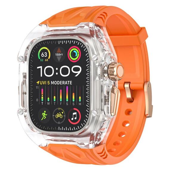Per Apple Watch Ultra 2/1 49mm Kalebol Glacier Cinturino in silicone trasparente integrato (arancione trasparente)
