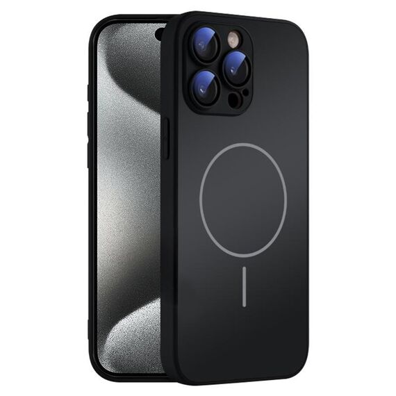 Per iPhone 15 Pro Max Custodia sottile in vetro AG con protezione della pelle e MagSafe (nero)