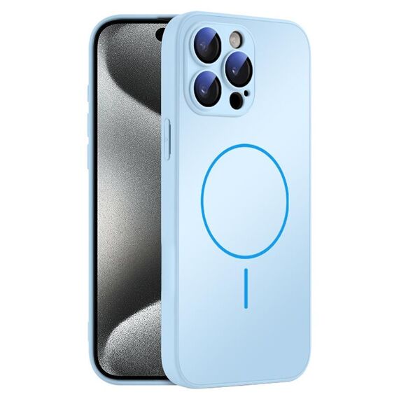 Per iPhone 15 Pro Max Custodia sottile in vetro AG con protezione della pelle e MagSafe (azzurro cielo)
