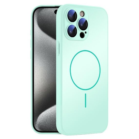 Per iPhone 15 Pro Custodia sottile in vetro AG con protezione della pelle e MagSafe (ciano chiaro)