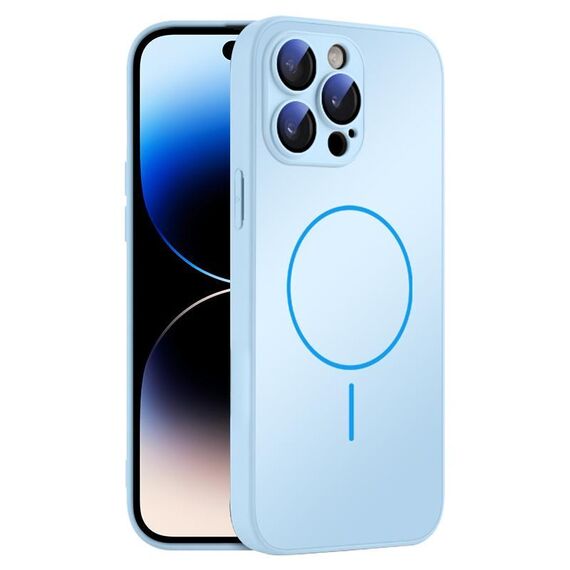 Per iPhone 14 Pro Custodia sottile in vetro AG con protezione della pelle e MagSafe (azzurro cielo)