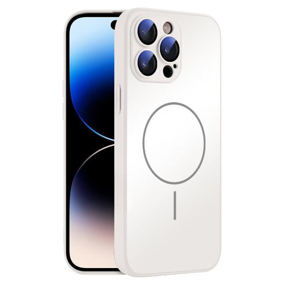 Per iPhone 14 Pro Max Custodia sottile in vetro AG con protezione della pelle e MagSafe (bianco)