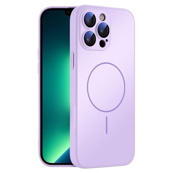 Per iPhone 13 Pro Max Custodia sottile in vetro AG con protezione della pelle e cerchio MagSafe (viola)