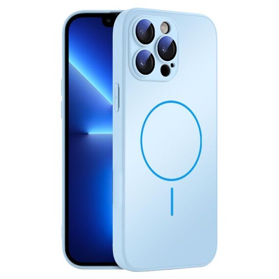 Per iPhone 13 Pro Custodia sottile in vetro AG con protezione per la pelle e MagSafe (azzurro cielo)