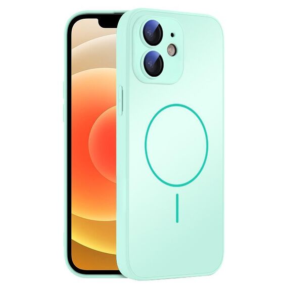 Per iPhone 12 Custodia sottile in vetro AG con protezione per la pelle e MagSafe (ciano chiaro)