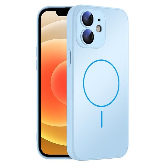 Per iPhone 12 Custodia sottile in vetro AG con protezione per la pelle e MagSafe (azzurro cielo)