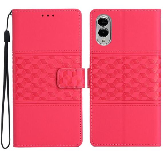 Per Samsung Galaxy S25 Edge 5G Custodia in pelle con effetto pelle di diamante in rilievo (rosso)