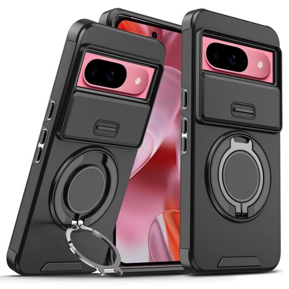 Per Google Pixel 9 / 9 Pro Custodia per telefono con supporto ad anello scorrevole Camshield (nero)