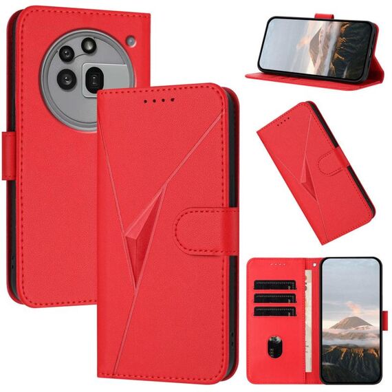Per Nothing Phone 3a Pro Custodia in pelle con fibbia a motivo triangolare (rosso)