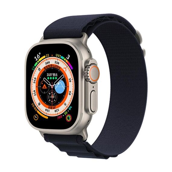 Per Apple Watch 46mm / 49mm / 45mm / 44mm Kalebol Aline Nylon Loop Watch Band (blu notte)